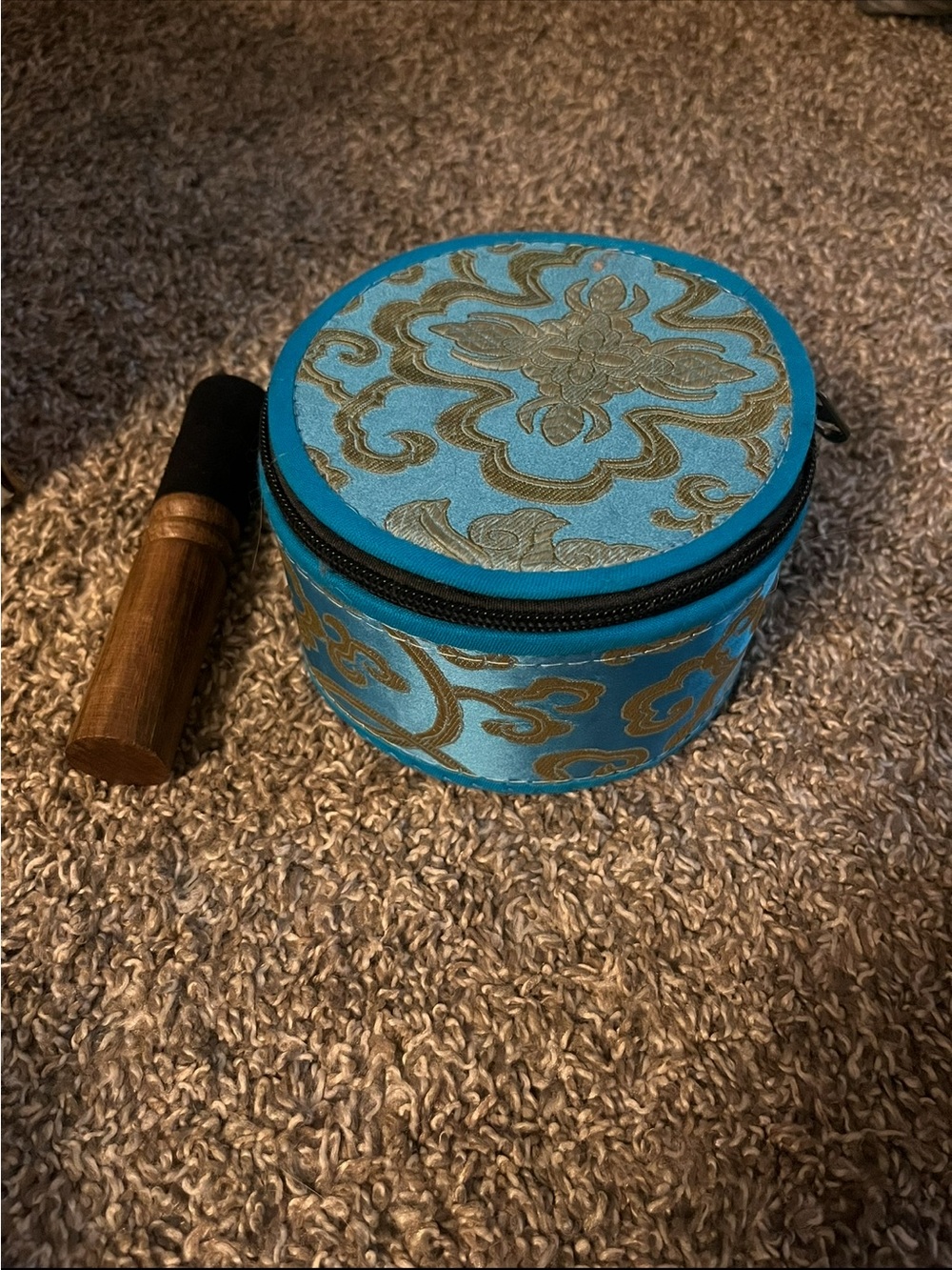 Singing Bowl Turquoise and Gold Embroidered - Brand New